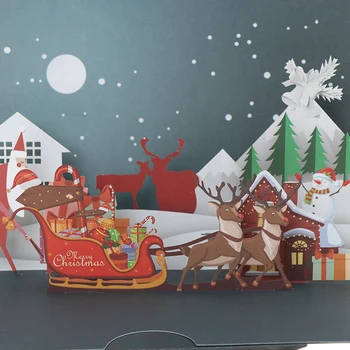 3D Naujųjų Metų Atvirukai Linksmų Kalėdų Atvirukai Kalėdų Eglutė Žiemos Dovana Pop-UP Korteles Kalėdų Dekoravimo Lipdukai, pjovimas Lazeriu