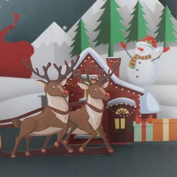 3D Naujųjų Metų Atvirukai Linksmų Kalėdų Atvirukai Kalėdų Eglutė Žiemos Dovana Pop-UP Korteles Kalėdų Dekoravimo Lipdukai, pjovimas Lazeriu