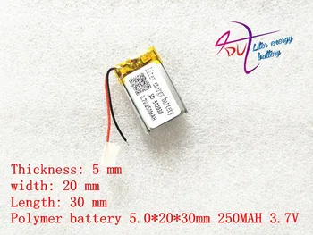 (nemokamas pristatymas)502030 3.7 V, 250 mah ličio jonų polimerų baterija kokybės prekių kokybės CE, ROHS, FCC sertifikavimo institucija