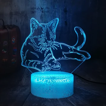 Mielas Kawaii Katė 3D Lempos Gyvūnų Naktį Šviesos diodų (LED) USB Spalvotų Stalas Stalo Lampara Vaikams, Vaikų lempos Namo Kambaryje Apdaila
