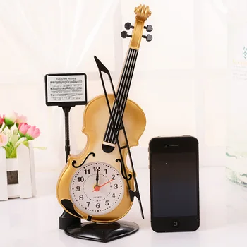 Elegantiška vintage stiliaus Smuikas žadintuvai Needdle turas darbalaukio Laikrodžius, vaikams, vaikų gimtadienio dovana Smuiko Muzika Laikrodis