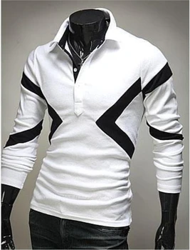 KARŠTO 2020 m. Rudens-žiemos Vyrų ilgio rankovėmis POLO polo marškinėliai vyrams, juoda balta blusas vyriški laisvalaikio kratinys marškinėliai