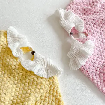 Pavasarį ir Rudenį baby girl Bodysuits dot ilgomis rankovėmis susiuvimo medvilnės kombinezonas Bodysuits laipiojimo drabužiai