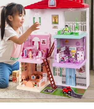3 Sluoksnis Princesė Namas Žaislai Žaisti Namas, Žaislų, Baldų, Žaislų Mergaitėms Lėlių Rinkinys Modeliavimas Princesės Pilis Rinkinys Lėlių Namas