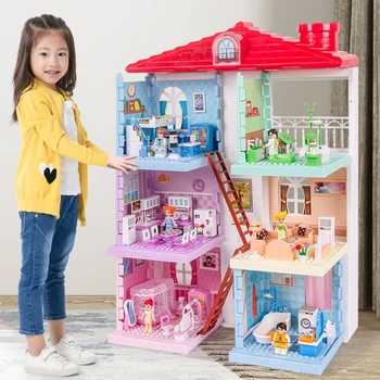 3 Sluoksnis Princesė Namas Žaislai Žaisti Namas, Žaislų, Baldų, Žaislų Mergaitėms Lėlių Rinkinys Modeliavimas Princesės Pilis Rinkinys Lėlių Namas