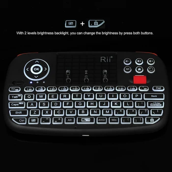 Rii i4 2.4 G Mini BT Klaviatūra rusų anglų Ispanija Belaidės Klaviatūros Su Apšvietimu, Oro Pelės 