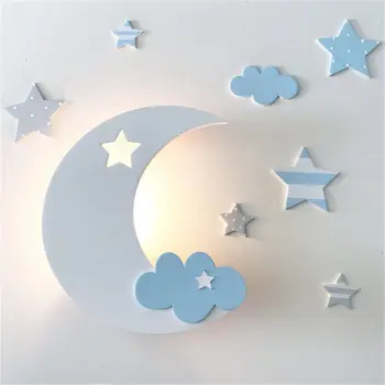 Vaikų kambarys Žvaigždžių, mėnulio, debesų sienos lempos mielas mergaičių miegamasis deco vaikams naktinės lempos kūrybos 