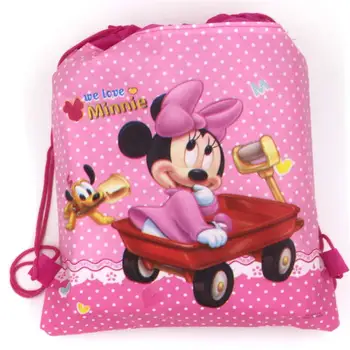 Minnie, Mickey Mouse neaustinės medžiagos maišelis audinio kuprinė vaikui keliauti mokyklos maišą apdailos raišteliu dovanų maišelis, skirtas vaikams, gimtadienis