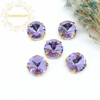 Crystal violetinis APVALUS Stiklinis Kristalas siūti strazdų su aukso letena 