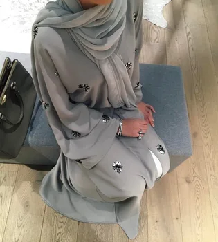 Duobute Musulmonų megztinis suknelė moterų mados katfan abaja dubajus buvo plonas, kimono islamo abaja wq1484w malda paslaugų drabužiai