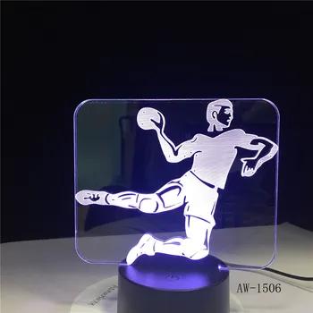 Rankinio Žaidėjas Pav 3D LED Nakties Šviesos USB Vaikams, Vaikams, Dovanų Baby naktinė lempa Sporto Stalo lempos Naktiniai Dropshipping AW-1506