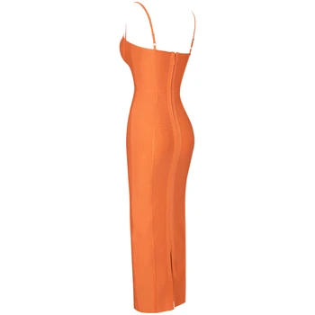 Ocstrade Spageti Dirželį Ilgai Tvarstis Suknelė 2020 Naują Atvykimo Vasarą Moterys Orange Viskozė Tvarstis Suknelė Bodycon Vakare Šalis Suknelė