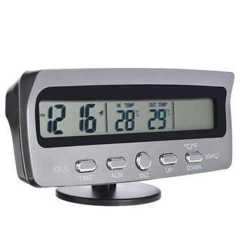 1Pc Automobilių Skaitmeninis Laikrodis, LCD Termometras Įtampos Testeris Voltmeter 12V Daugiafunkcis Elektroninis Laikrodis, Termometras, Automobilis, Automobilių