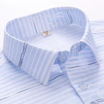 Vasaros trumpomis rankovėmis turndown apykaklės lengva priežiūra ne geležies reguliariai fit dryžuotas / Pledas verslo vyrams, atsitiktinis marškinėliai