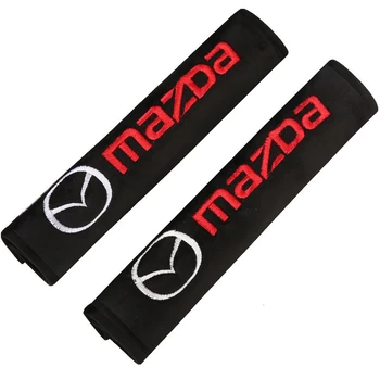 2vnt Skirti Mazda Siuvinėjimas Logotipas, Emblema Saugos Diržų sėdynė dirželio Dangtelį Atveju, Pagalvėlės, Diržų Automobilio Interjero Aksesuarų Automobilio stiliaus