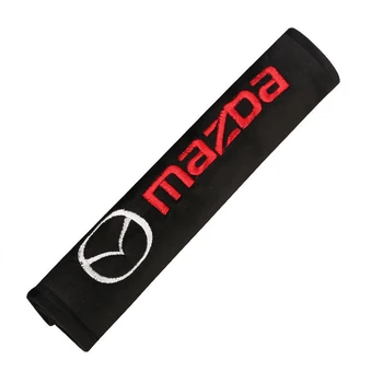 2vnt Skirti Mazda Siuvinėjimas Logotipas, Emblema Saugos Diržų sėdynė dirželio Dangtelį Atveju, Pagalvėlės, Diržų Automobilio Interjero Aksesuarų Automobilio stiliaus