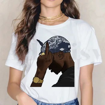 Reperis 2pac Tupac Moterų Marškinėliai Harajuku Moterų trumpomis Rankovėmis T-shirt Vasaros Marškinėlius Drabužiai