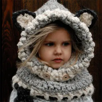Vaiko Skrybėlę 2020 Karšto Pardavimo Ffox Skara Skrybėlę Rudens/Žiemos Skara Vilnos Megztus Skrybėlę Baby Kūdikių