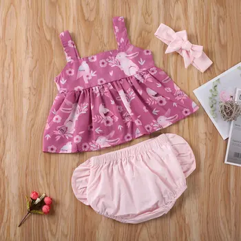 Mados Sweet baby vasaros drabužių kūdikiams baby girl vaikas diržas viršūnes suknelė marškinėliai + šortai + lankelis romper apranga drabužių rinkiniai