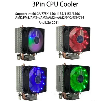 90mm 3Pin fan CPU Aušintuvo 2 šilumos vamzdžių, radiatorių cpu ventiliatorius Heatsink Intel LGA775/1156/1155/1151/1366/2011 paramos X79 X58