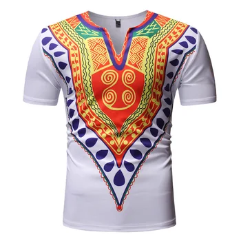 Vyrai Baltos V-Kaklo Trumpomis Rankovėmis Marškinėliai Vyrams Afrikos Drabužius 2020 Naujas Hip-Hop Streetwear Atsitiktinis Marškinėliai Homme Afrikos Drabužiai