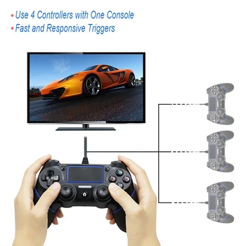 Laidinio Gamepad Playstation 4 Kreiptuką Gamepads Dvigubo Smūgio USB PC Žaidimų Valdiklis Skirtas PS4 Konsolės 2.2 M Laidas PS3 Konsolėje