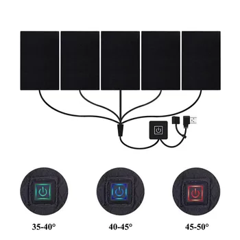 USB Įkrauti Drabužių Šildymo kilimėlis 8-in-1 Elektrinio Šildymo Lapas Su 3 Pavara, Reguliuojamas Skalbti Temperatūroje Vest Liemenė
