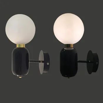 Nordic Dizainas Šviesos Šiuolaikinės Sconce Sienos Šviesos diodų (LED) Stiklo Kamuolys Miegamojo Lovos Sienos Lempos Namų Dekoro Apšvietimas Šviestuvų
