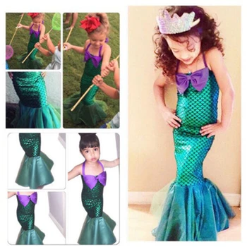 Mielas Pyplys Vaikai Ariel China Mermaid Dress Mergaitė Princesė Dress Išgalvotas Šalis, Cosplay Kostiumų Komplektus, 3-12Y