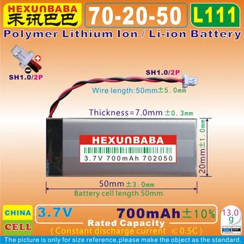 2vnt [L111], 3,7 V 700mAh [702050] Polimeras ličio jonų / Li-ion baterija Metalo Detektorius XP Deus WS1 WS2 WS3 WS4 WS5