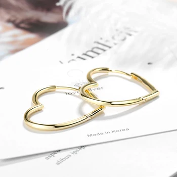 Aukso Didelės Širdies Hoopas Auskarai Moterų Mados 925 sterlingas sidabro Femme Earings Papuošalai Naujų 2020 m. oorbellen