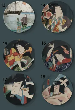Ukiyo-e Tapyba, Dekoratyvinės Plokštės Japonų Keramikos Namų Meno Patiekalas Viešbučio Bare Fone Ekranas Sienos Puošmena Siena Lipdukas