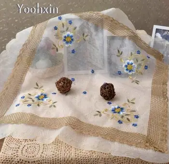 85cm Šiuolaikinės balta siuvinėjimo staltiesė rankšluostį padengti arbatos nėrinių medvilnės aikštėje valgomasis staltiesė Kalėdų lauko vestuvių dekoras