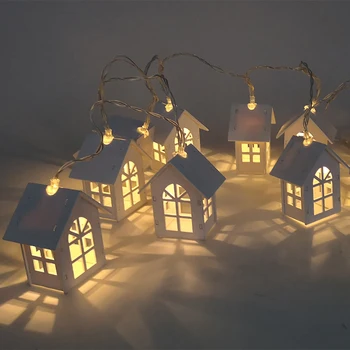 Kalėdų Žiburiai Mini Namas Formos 10 Led Vario Viela, String, Šviesos, Vestuvės, Kalėdos Šalis Kiemo Pasakų Styginių Šviesos