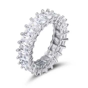 Vecalon Amžinąjį Amžinybės Juostos Žiedas 925 Sterlingas sidabro Bijou AAAAA cz Žada vestuvių Žiedai, Moterų Nuotakos Šalis Priedai