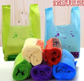 Šypsena dideli plastikiniai maišeliai, pirkinių krepšys su rankena, maisto produktų eksportavimas vest liemenė kišenėje prekybos centras Prekybos plastiko maišelis, maišelis