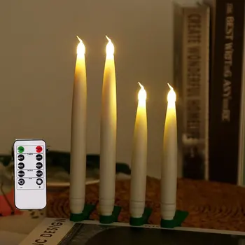 Pakuotėje 6 tolimų ar ne Nuotolinio Flameless Kalėdų Siaurėjantys Žvakės Įrašus,Ne vaškas medžiagos, 19 cm 14.5 cm Flameless Žvakės