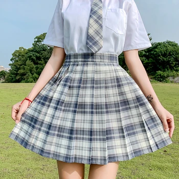 Moterų Kawaii Cosplay Sijonas Harajuku Pledas Preppy Plisuotas Sijonas Lolita Cute Japonijos Studentai Mokyklines Uniformas Faldas Ponios Jupe