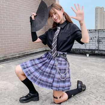 Moterų Kawaii Cosplay Sijonas Harajuku Pledas Preppy Plisuotas Sijonas Lolita Cute Japonijos Studentai Mokyklines Uniformas Faldas Ponios Jupe