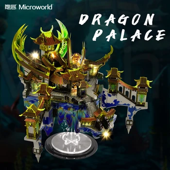 Microworld 3D Metalo Įspūdį Dragon Palace pastato Modelis 