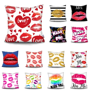 Valentino Dieną-Raudonos Lūpos pagalvėlė padengti Lūpų Dekoratyvinis mesti pagalvės užvalkalą aikštėje pagalvėlė padengti sofa namų 
