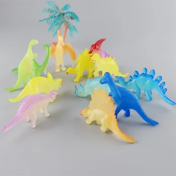 12pcs/daug Šviesos Dinozaurų Plastiko Žaislas Žaisti Žaislai Švyti Šviesos Dinozaurų Modelis Veiksmų ir Skaičiai Dovana Vaikams
