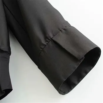Moterų stiliaus gėlių shirt spausdinti black bodysuit ilgomis rankovėmis playsuit elastinga juosmens retro palaidinė mados atsitiktinis viršūnes blusas