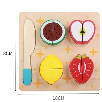 Medinis Žaislas Apsimesti Žaisti Puzzle Švietimo Žaislai, Modeliavimo Virtuvės Rinkinys Supjaustyti Vaisiai Daržovės Desertas Žaisti Namuose Žaislas Vaikams