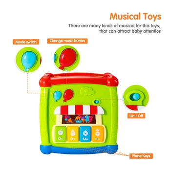 Tumama Daugiafunkcinis Muzikiniai Žaislai, Vaikiška Baby Box Muzikos Veiklos Kubas Pavarų Laikrodis Geometrinis Blokai Rūšiavimo Švietimo Žaislai