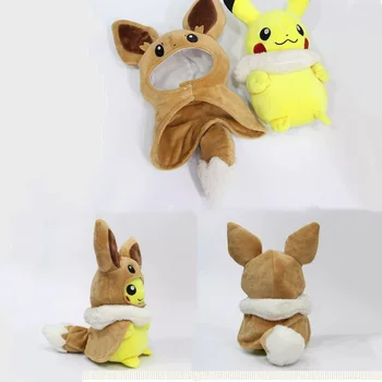 Pokemon Pikachu Cosplay Eevee Pliušinis Įdaryti Lėlės Anime Pav Kišenėje Gyvūnų 30cm Eevee Cos Pikachu su Apsiaustu Mielas Žaislai Vaikas