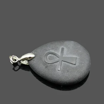 Gamtos Obsidianas Religinių Paslaptingą Simbolį, Runos Pakabukas Gyvenimo Amuletas Ankh Kryžiaus Ornamentu Pakabukas 