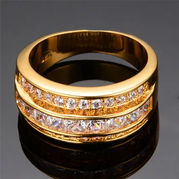 Senovinių Moterų White Crystal Akmens Žiedas 18KT Geltono Aukso Vestuviniai Žiedai, Moterų Žavesio Geometrijos Dalyvavimas Valentino Diena Dovana