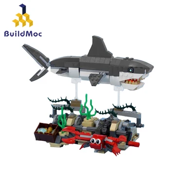 BuildMoc Giliai Jūros Būtybių Ryklys Stovėti Žudikas Banginių Rykliai Skaičius Blokų, Statybinių Plytų Pastatas, Žaislai Vaikams