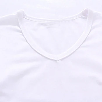 Vyrų Mados Paprastas Plonas Medvilnės V-kaklo, ilgomis Rankovėmis Atsitiktinis marškinėliai Trumpas, Viršuje Pagrindinio Black White T-shirt Pavasarį Rudenį
